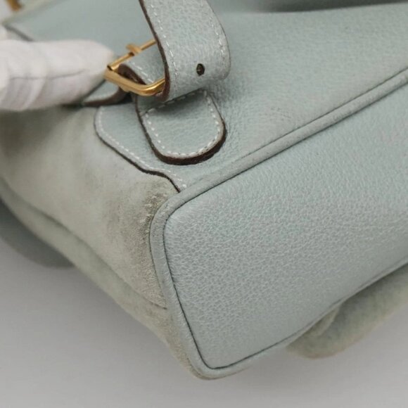 GUCCI Bamboo Backpack Suede Light Blue Gold 003 2058 0030 Auth BA5287 - Picture 5 of 16